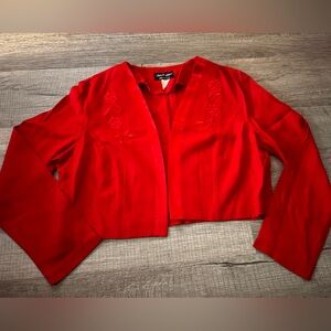 red vintage Chads Place flower embroidered blazer